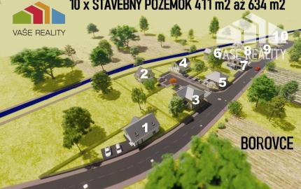 PREDAJ STAVEBNÝ POZEMOK 634 M² BOROVCE /VODA, ELEKTRINA, KANALIZÁCIA/