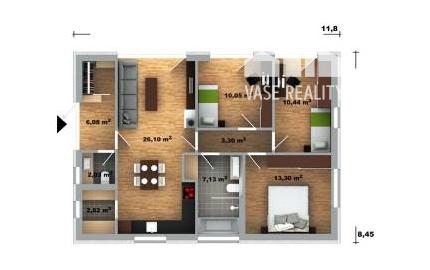 Novostavba - bungalov 4+kk, Lúky (Púchov) - pozemok 360, 350 m2