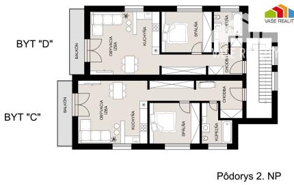 2 IZB BYT "D" 58,64 m2 + BALKÓN 6 m2, novostavba *SPA RESORT*  BANKA