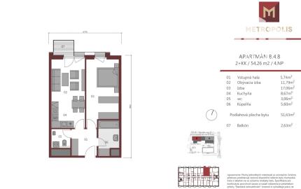 Na predaj krásny 2-izbový apartmán, Metropolis, 54 m², Bottova ulica, 