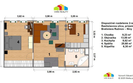 REZERVOVANÉ - krásny a štýlový 2-izbový byt, 59 m²,BA-Rastislavova ul.