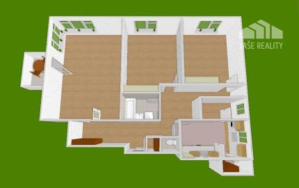 Na prenájom veľký 3,5 izbový byt s balkónom + KK, 118 m², ul.F..Kráľa