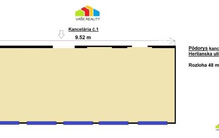 Kancelárske priestory, 48 m2, Herlianska ul., Ružinov, ihneď voľný
