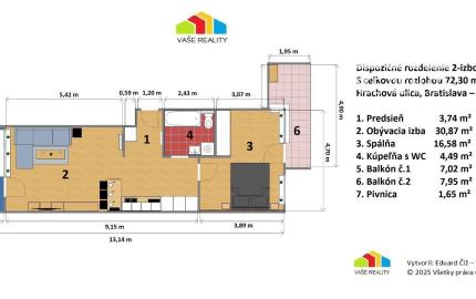 NA PREDAJ  Luxusný 2-izbový byt s dvoma balkónmi, garážou, Hrachová