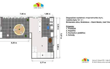 Na predaj výnimočný mezonet, 141 m², Brnianska ulica, Staré Mesto