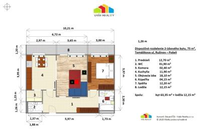 Krásny 2-izbový byt s lodžiou, 75 m²,Tomášikova ul, od 02/26