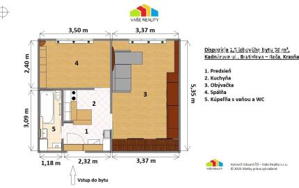 Na prenájom 1,5 izbový útulný byt, 36 m², Kadnárova ul, Rača – Krasňan