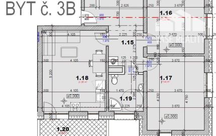 3 IZB BYT 69,29m² + balkón 5 m², novostavba *holobyt* BANKA