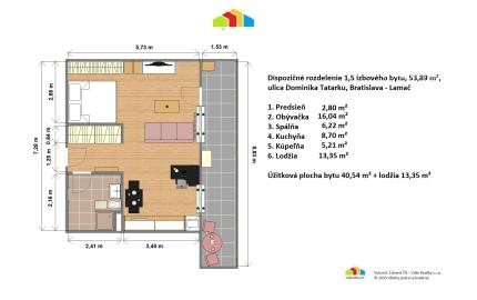 BORY, 1,5-izb byt s lodžiou, 54m², D. Tatarku, od 21.2.2026