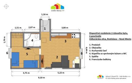 Na prenájom 2-izbový byt, 47 m², Odborárska ul., ihneď voľný