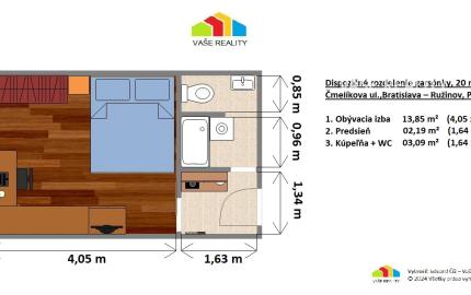 Na prenájom garsónka 20 m², Čmelíkova ul. Ružinov, od 27.01.2026
