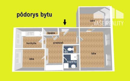 3 IZB BYT 60 M2 PIEŠŤANY, KOMENSKÉHO, KOMPLET REKONŠTRUKCIA