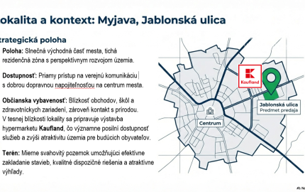 Stavebný pozemok 8900 m2 pre Developera - Myjava Jablonská
