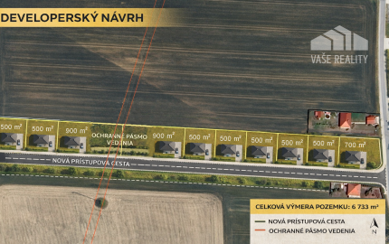 INVESTIČNÝ POZEMOK 6733 m² NA RD  – SOKOLOVCE (okres Piešťany)