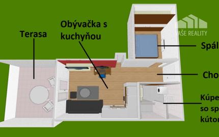 Luxusný 1-izbový byt s terasou, 45 m², Ružinov (Hrachová)