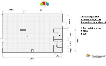 Obchodný priestor na prenájom, 90 m², Šumavská ulica, BA – Ružinov, ihneď voľný + parkovacie miesto