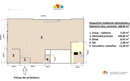 Obchodný priestor 169 m², Rybničná ul,