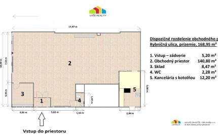 Na prenájom priestor, 169 m², Rybničná ul., BA – Vajnory,