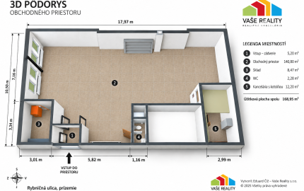 Obchodný priestor 169 m², Rybničná ul,