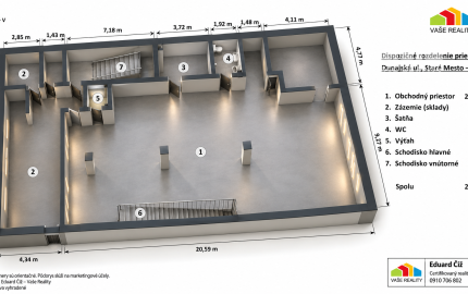 Na prenájom, priestor 226 m², Dunajská ul. Staré Mesto, od 1.10.2026, bez provízie