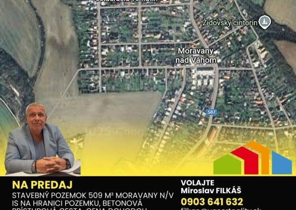 Slnečný stavebný pozemok 509m2, Moravany nad Váhom