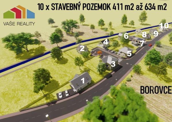 *REZERVOVANÉ* STAVEBNÝ POZEMOK 436 M² BOROVCE /VODA, ELEKTRINA, KANAL.