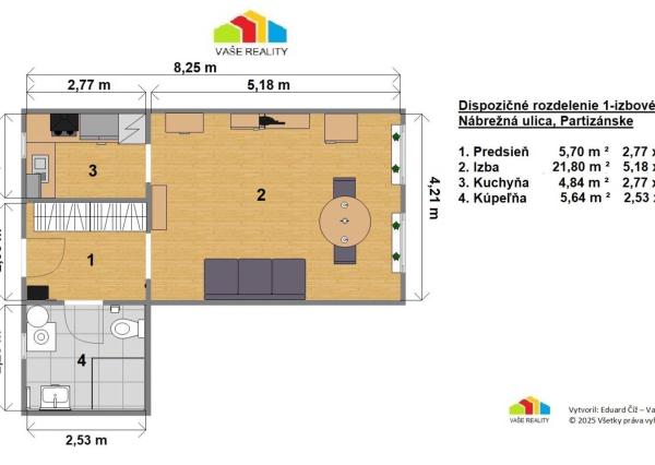 Štýlový 1-izbový byt v novostavbe s parkovacím miestom – Partizánske, 