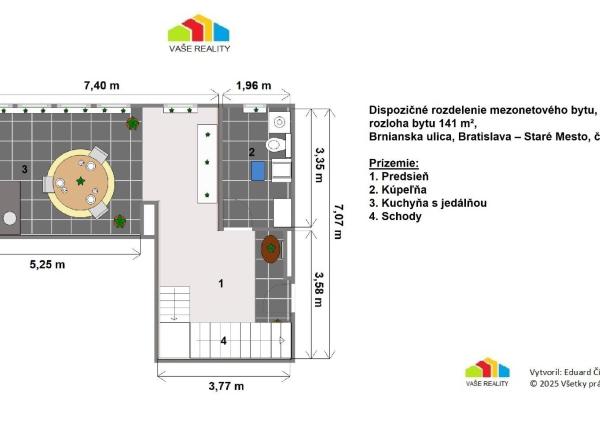 Na predaj výnimočný mezonet, 141 m², Brnianska ulica, Staré Mesto