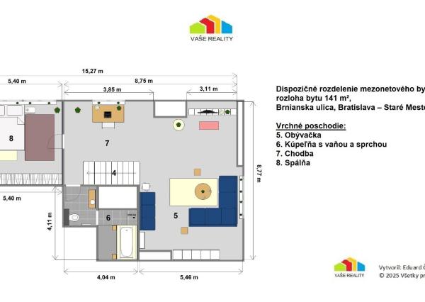 Na predaj výnimočný mezonet, 141 m², Brnianska ulica, Staré Mesto