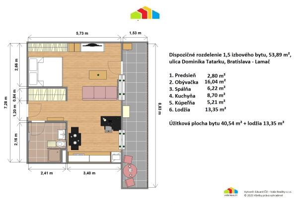 BORY, 1,5-izb byt s lodžiou, 54m², D. Tatarku, od 21.2.2026