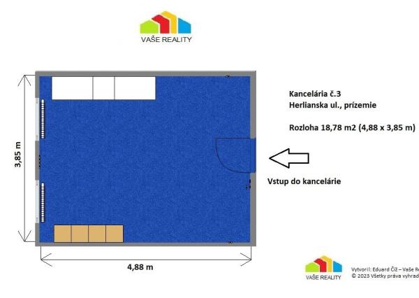 Na prenájom kancelária, 19 m², Herlianska ulica, Ružinov, ihneď voľná