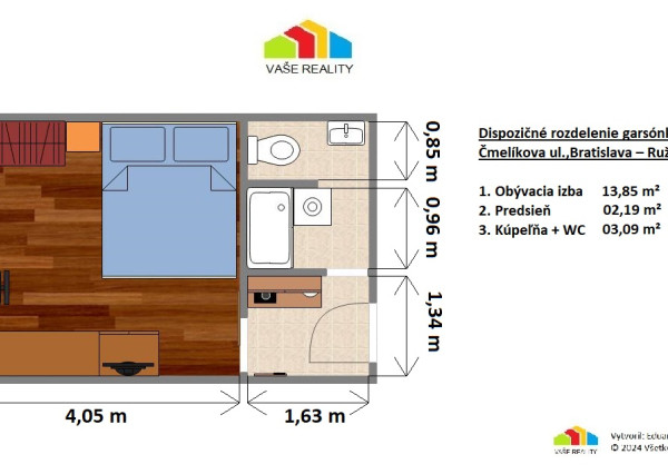 Na prenájom garsónka 20 m², Čmelíkova ul. Ružinov, od 27.01.2026