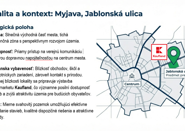 Stavebný pozemok 8900 m2 pre Developera - Myjava Jablonská