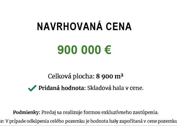 Stavebný pozemok 8900 m2 pre Developera - Myjava Jablonská