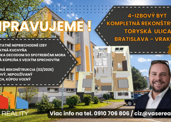 4-izbový byt po kompl. rekonštrukcii, Toryská ul., BA  84 m²