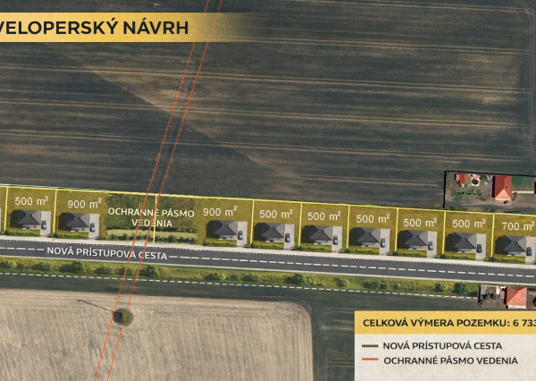 INVESTIČNÝ POZEMOK 6733 m² NA RD  – SOKOLOVCE (okres Piešťany)
