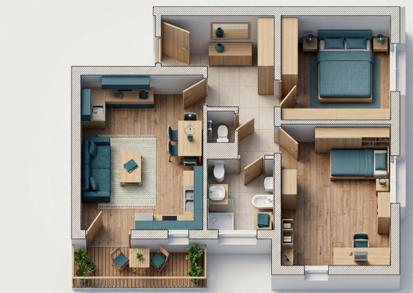 3 IZB BYT 69,29m² + balkón 5 m², novostavba *holobyt* BANKA