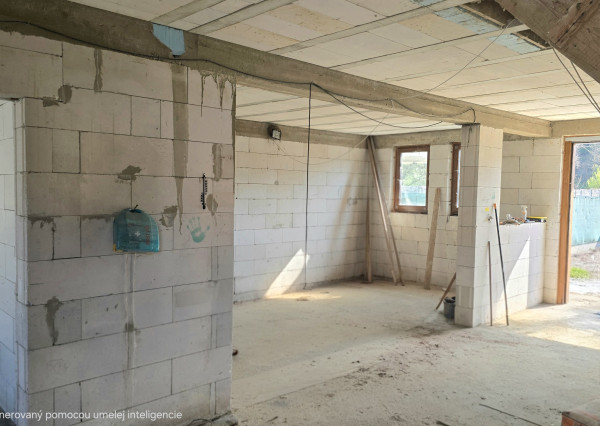 PRIESTRANNÝ RODINNÝ DOM MORAVANY N/V – UZAVRETÁ HRUBÁ STAVBA, GARÁŽ, VŠETKY SIETE