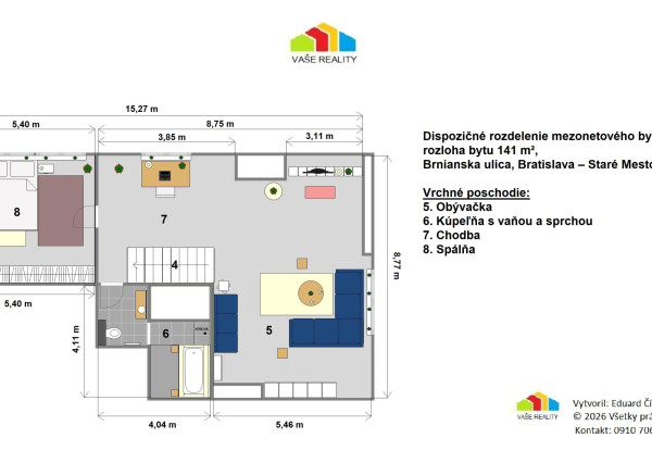 Mezonet v srdci Horského parku, 141 m², priestor, svetlo a nadštandardný pocit domova