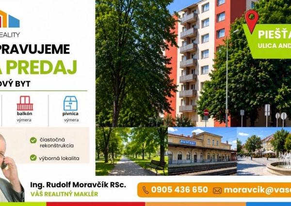 PRIPRAVUJEME NA PREDAJ – 3-IZBOVÝ BYT 79 m2 V PIEŠŤANOCH, UL. ANDREJA HLINKU