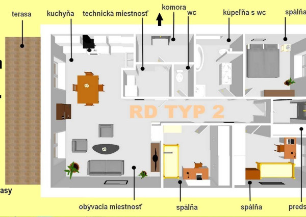 NOVOSTAVBA 119 M2 BUNGALOV 4+1 *TYP 2*, PRAŠNÍK, okr. Piešťany