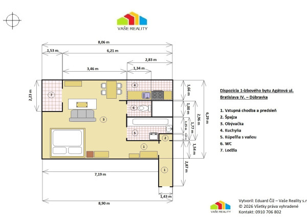 Na prenájom krásny a veľký 1-izbový byt s balkónom, 48 m², Agátová ul. Dúbravka, voľný ihneď