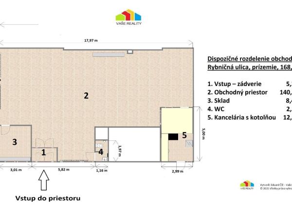 Na prenájom priestor, 169 m², Rybničná ul., BA – Vajnory,