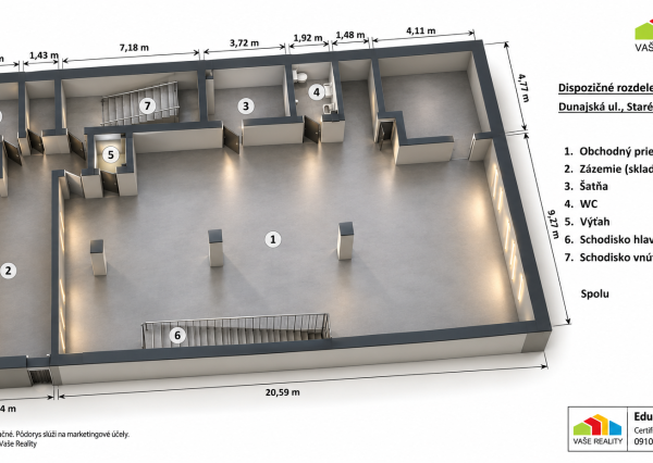 Na prenájom, priestor 226 m², Dunajská ul. Staré Mesto, od 1.10.2026, bez provízie