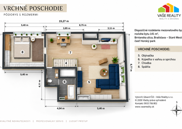 Mezonet v srdci Horského parku, 141 m², priestor, svetlo a nadštandardný pocit domova