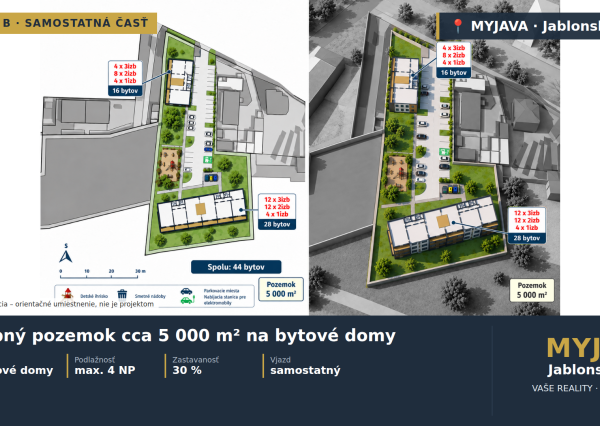 STAVEBNÝ POZEMOK cca 5000 m² NA BYTOVÉ DOMY – MYJAVA