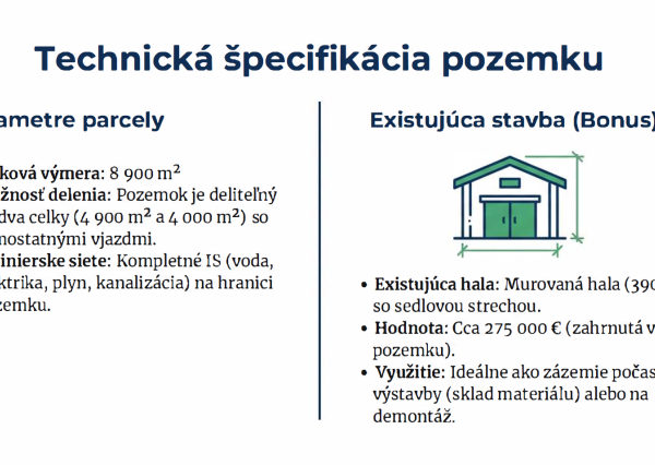 DEVELOPERSKÝ POZEMOK 9000 m² S HALOU – MYJAVA | Jablonská cesta