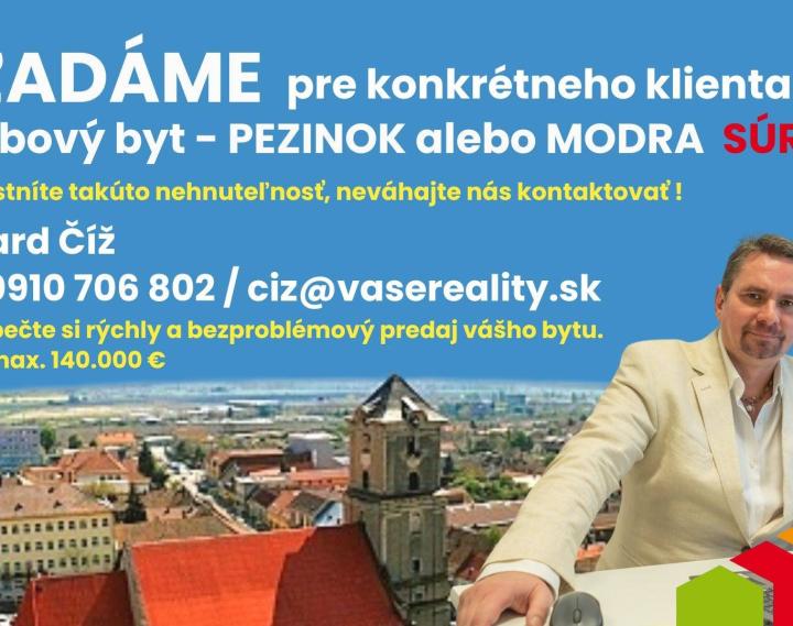 Na kúpu 2-izbový byt, Pezinok, Modra, Súrne