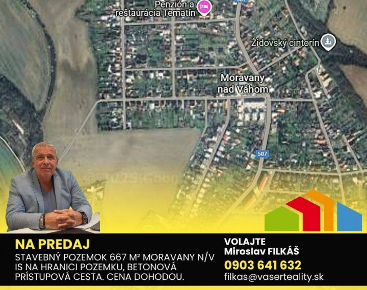 Slnečný stavebný pozemok 667m2, Moravany nad Váhom