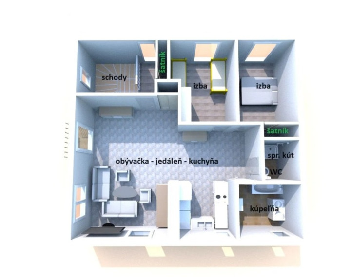 3 izbový byt na prenájom, Melčice